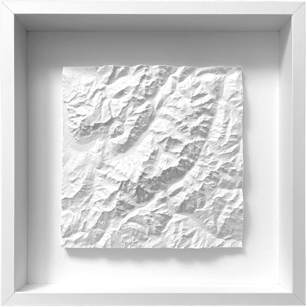 3D Topografische Karte von Mont Blanc - Miniatur Landschaft Wandkunst