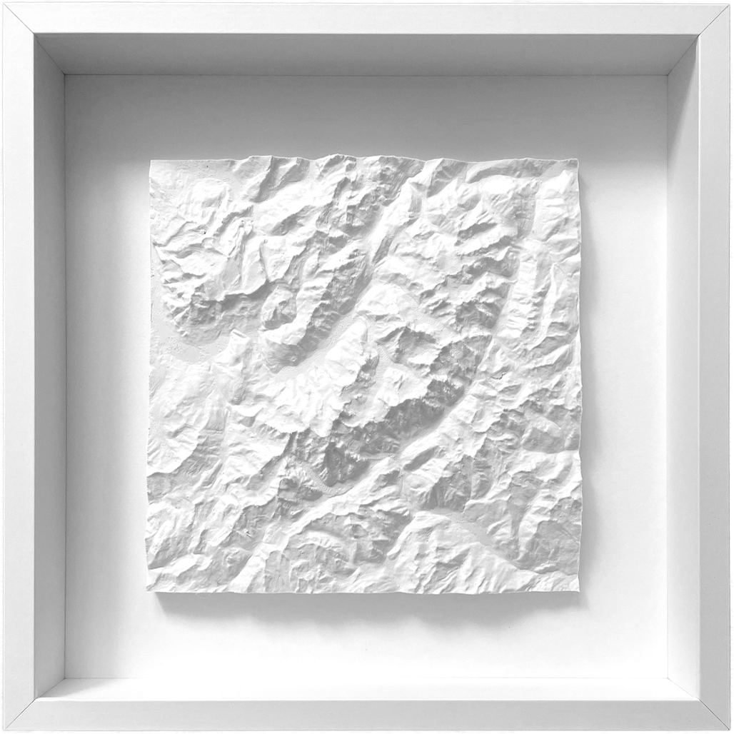 3D Topografische Karte von Mont Blanc - Miniatur Landschaft Wandkunst