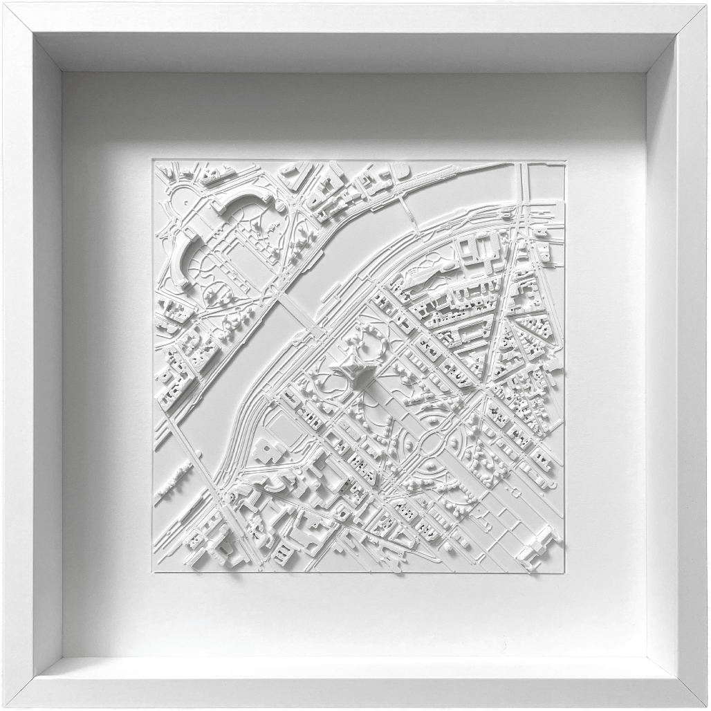 3D Stadtkarte von Paris - Miniatur Wandkunst